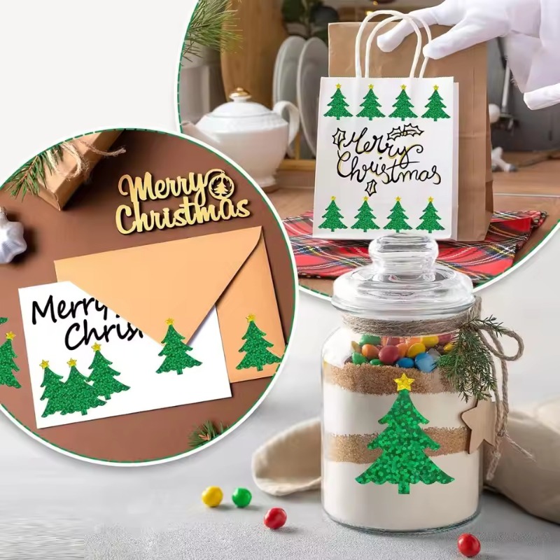 Ideal Stationery & Office Supply - Adesivi natalizi con albero scintillante (set