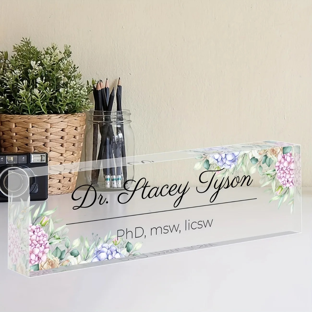 Desk Name Plate - Targhetta da scrivania 2D piatta trasparente