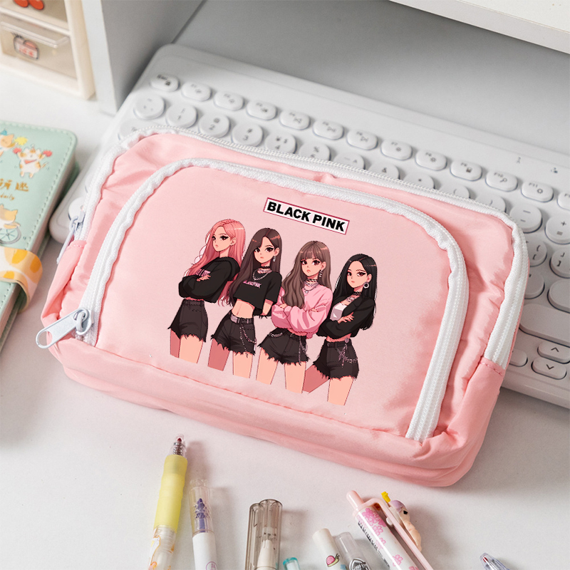 Pencil Case Large - Astuccio in tela nero BlackPink di