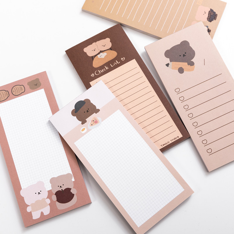 Office Stationery Supply List - Kawaii Cute Korean Cookie Bear blocco